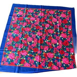 Oversized Blue, Red Pink, Floral Scarf